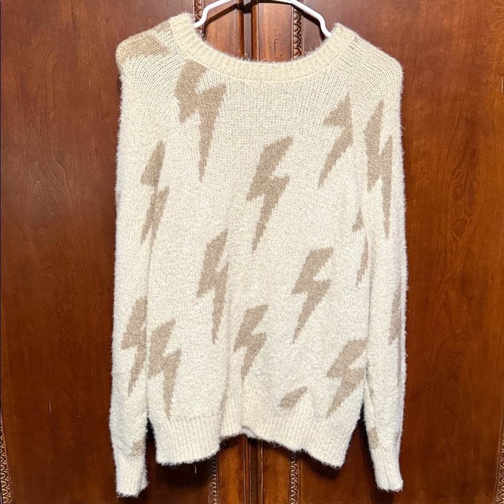 Z Supply Lightning Bolt Sweater in Cream and Tan